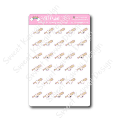 Kawaii Baseball Stickers - Bat and Ball