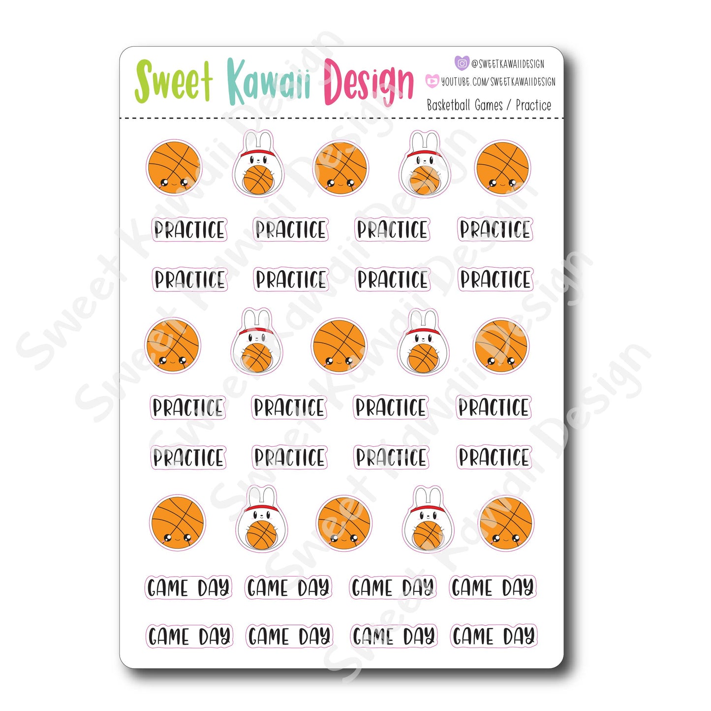 Kawaii Basketball Stickers - Games/Practice