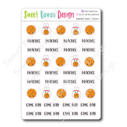 Kawaii Basketball Stickers - Games/Practice