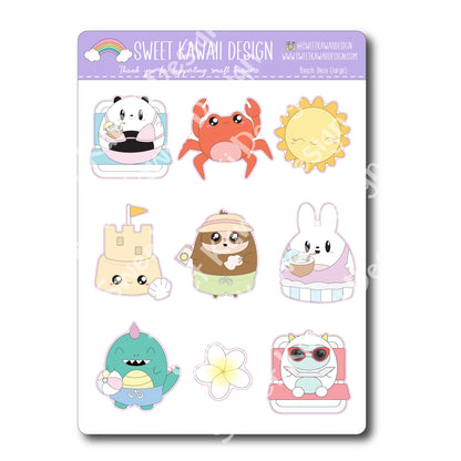 Kawaii Beach Deco (Large) Stickers