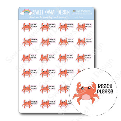 Kawaii Beach Please Stickers