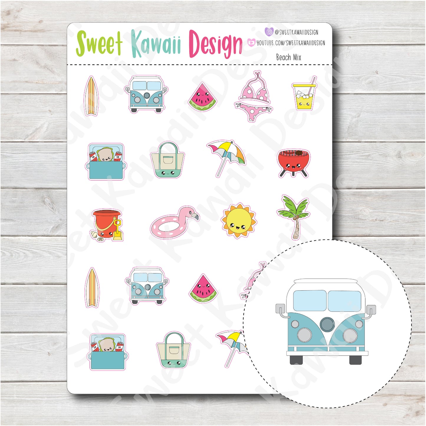 Kawaii Beach Stickers