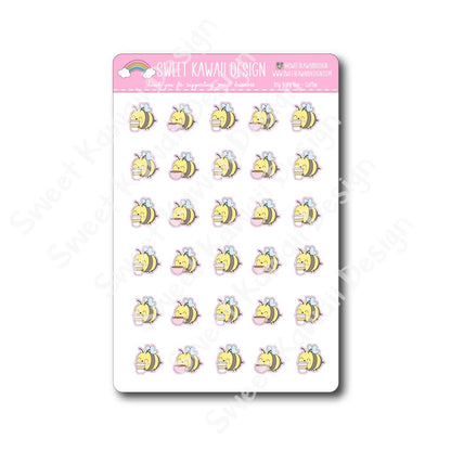 Kawaii Bee Stickers - Coffee