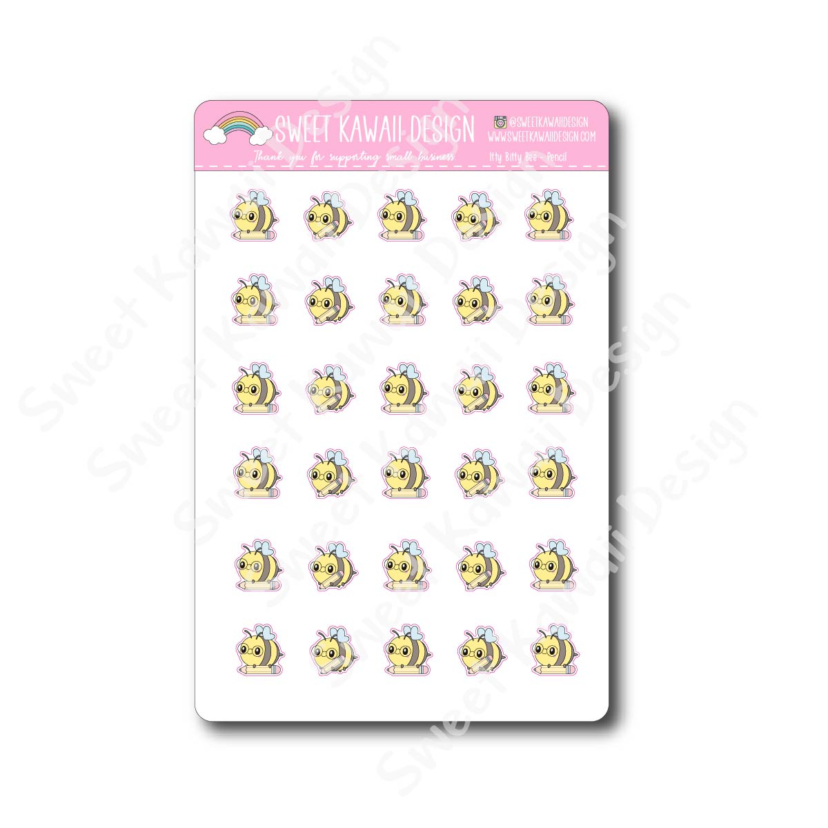 Kawaii Bee Stickers - Pencil