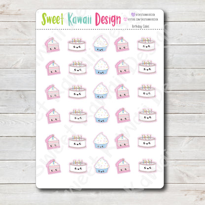 Kawaii Birthday Cake Stickers