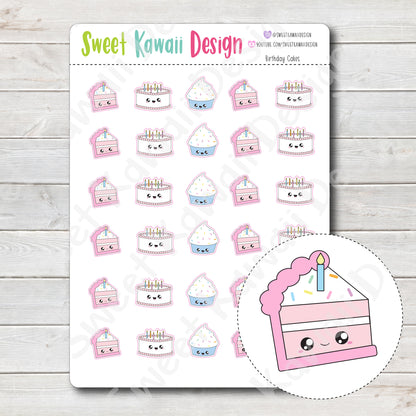 Kawaii Birthday Cake Stickers