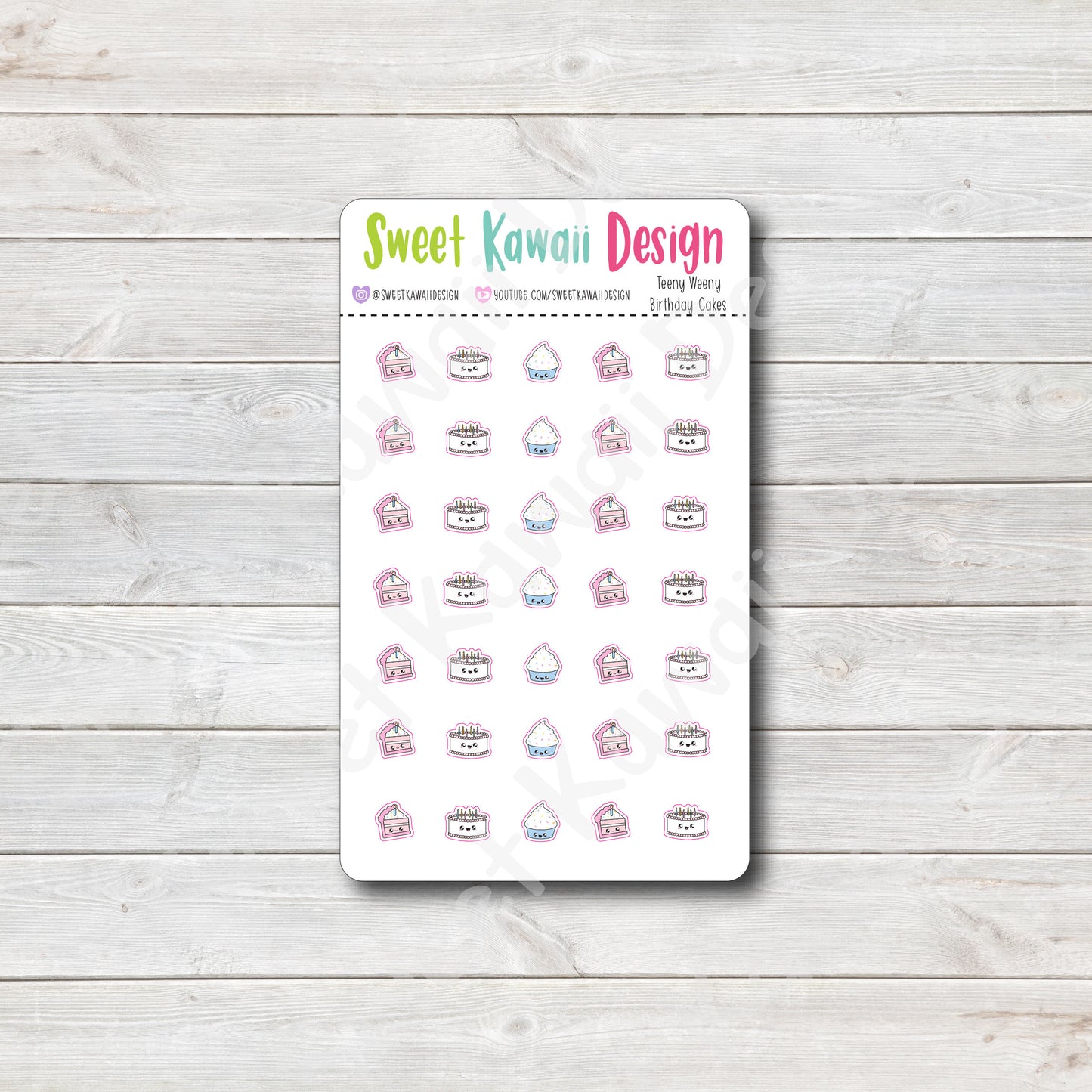 Kawaii Birthday Cake Stickers