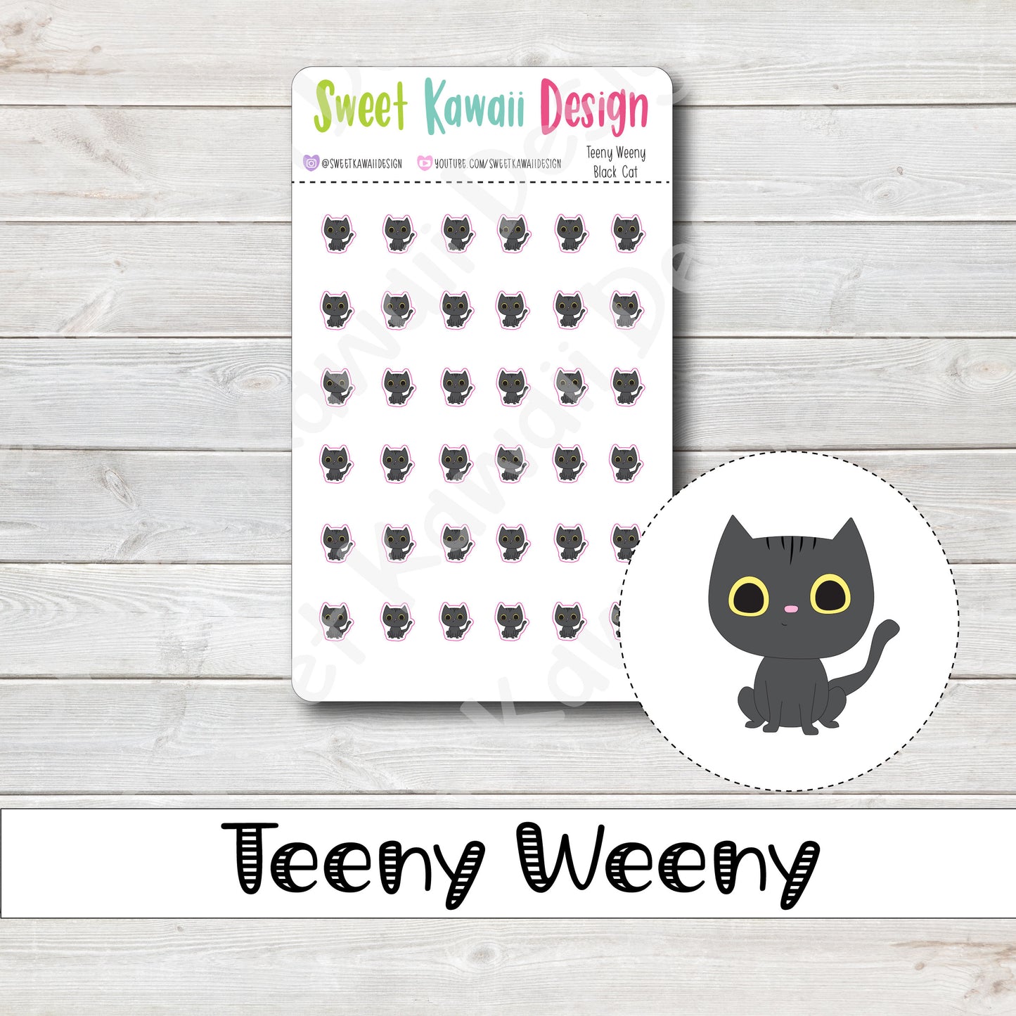 Teeny Weeny Black Cat Stickers