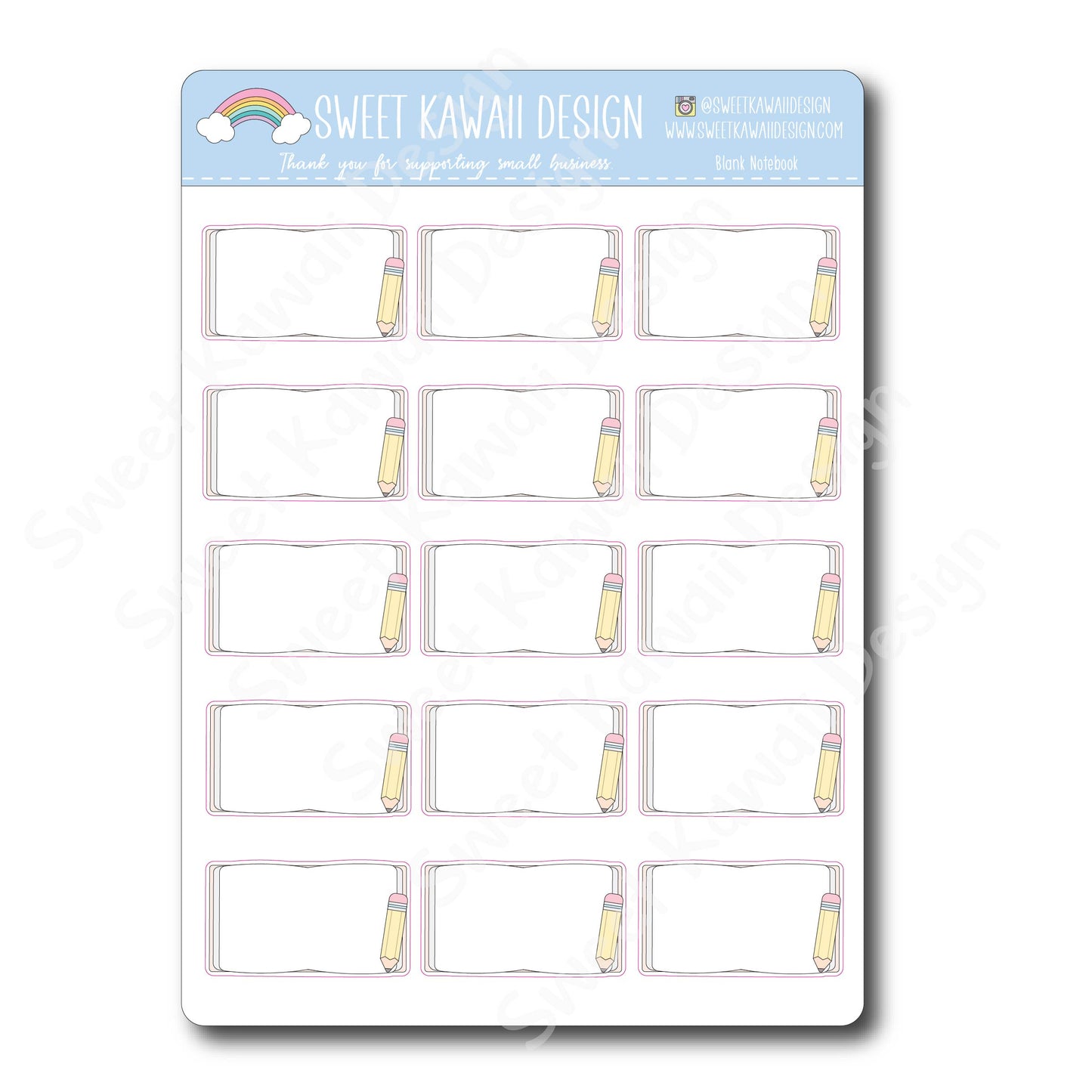 Kawaii Blank Notebook Stickers