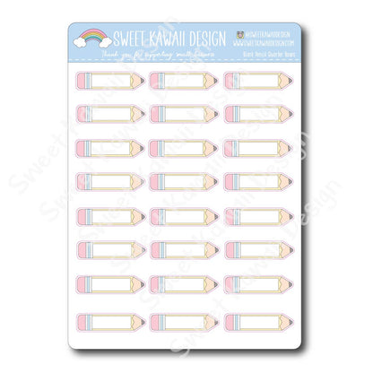 Kawaii Blank Pencil Quarter Box Stickers