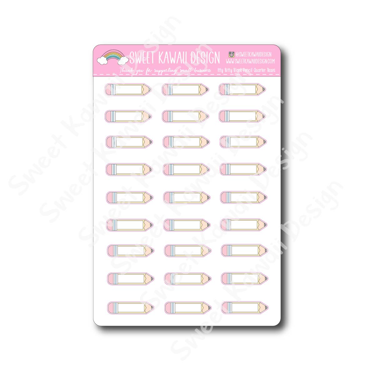 Kawaii Blank Pencil Quarter Box Stickers