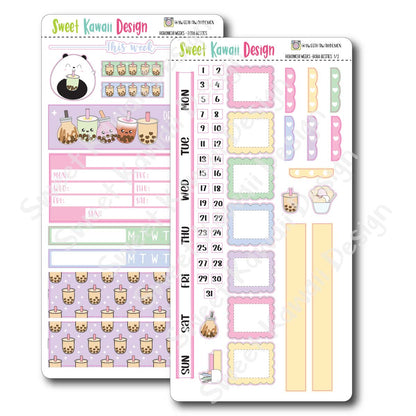 Kawaii Hobonichi Weeks Stickers - Boba Besties