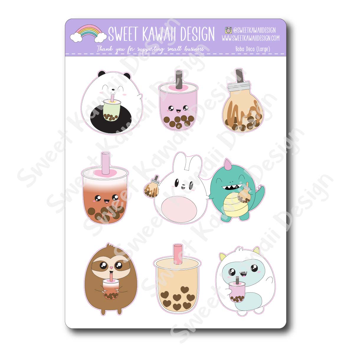 Kawaii Boba Deco (Large) Stickers