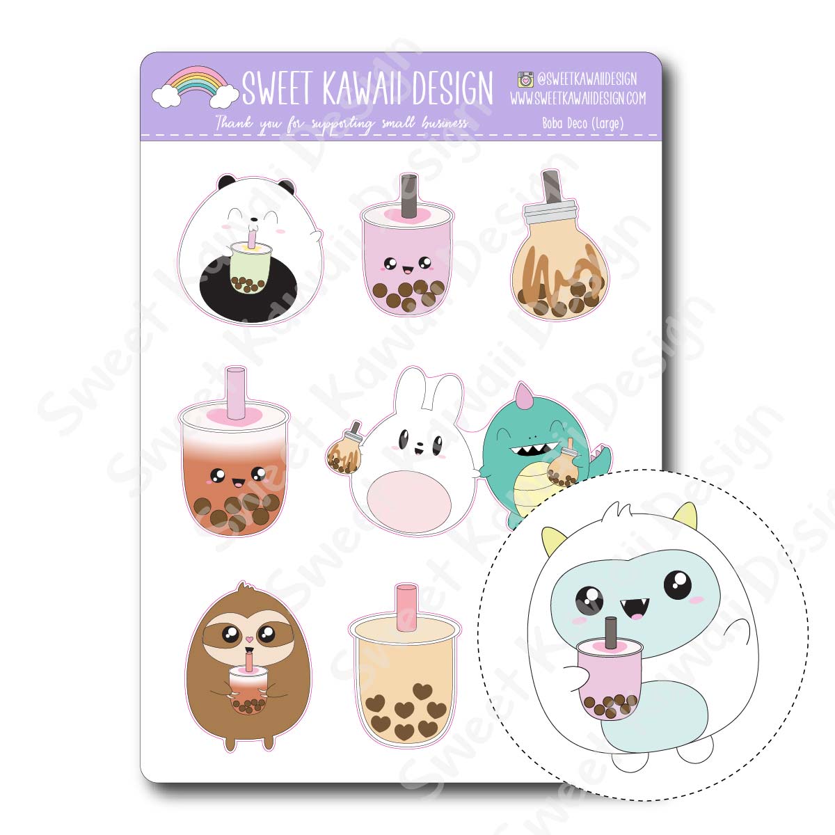 Kawaii Boba Deco (Large) Stickers