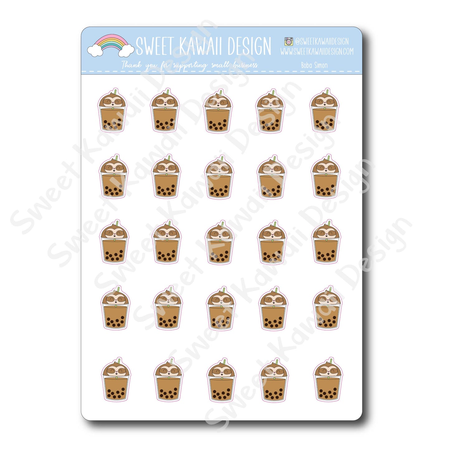 Kawaii Boba Simon Stickers