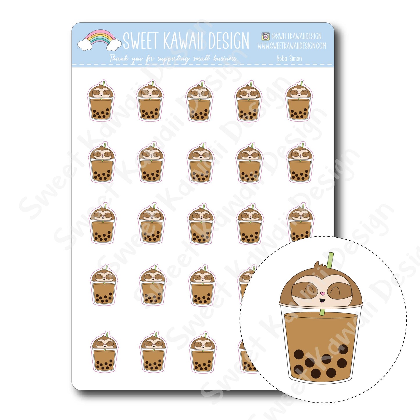 Kawaii Boba Simon Stickers