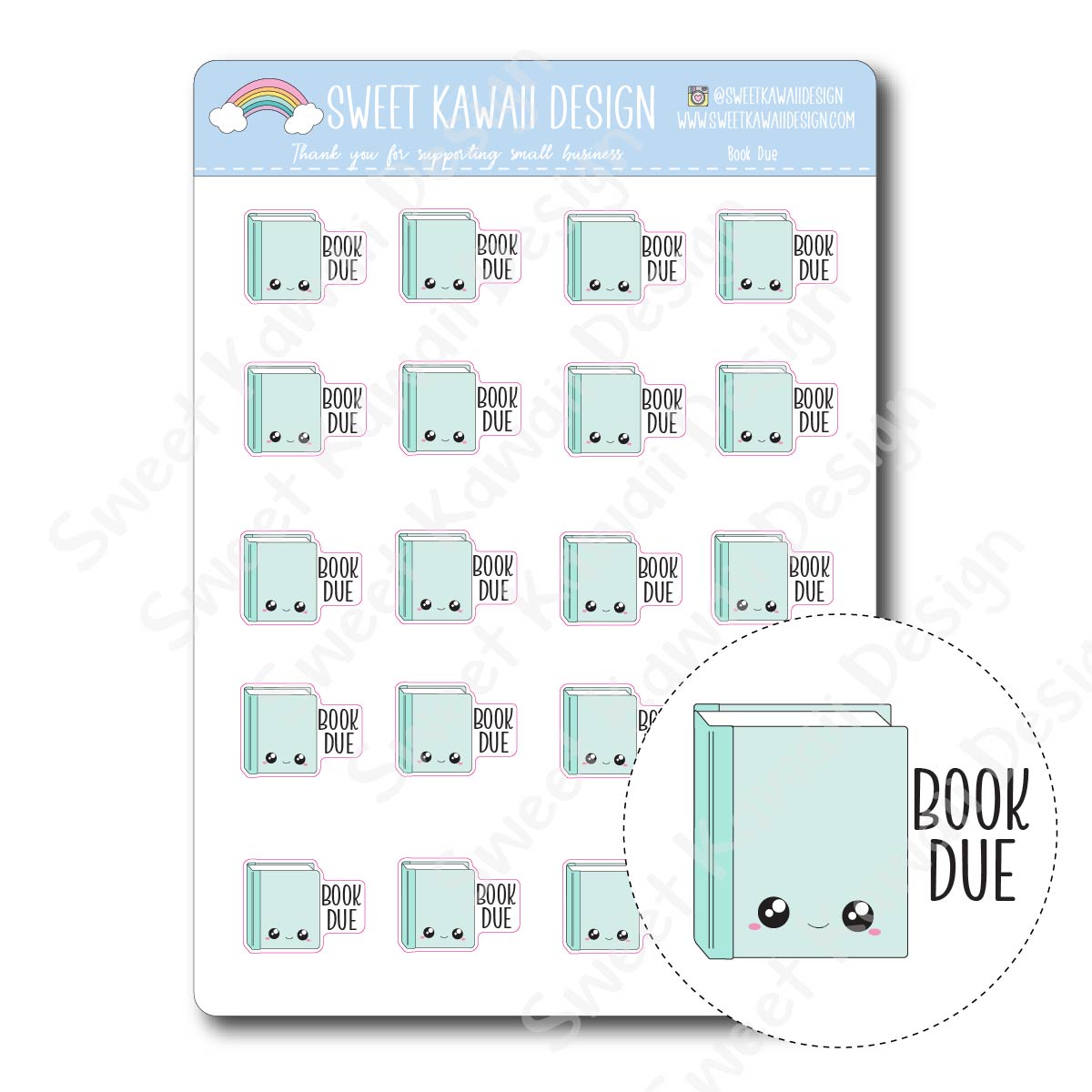 Kawaii Book Due Stickers