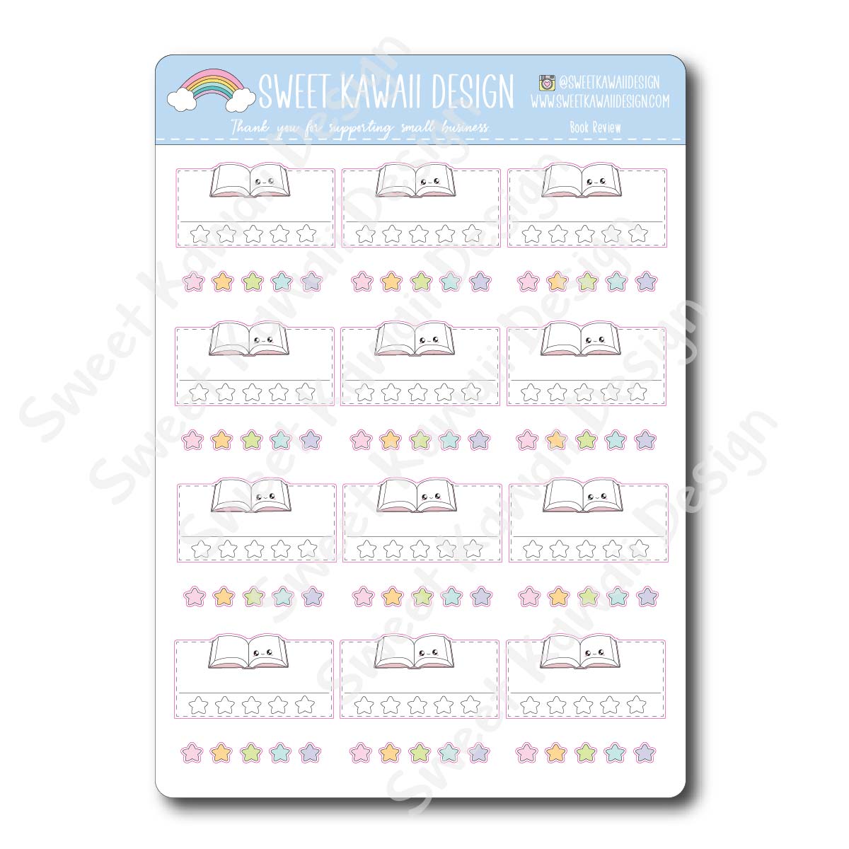 Kawaii Books Review Stickers