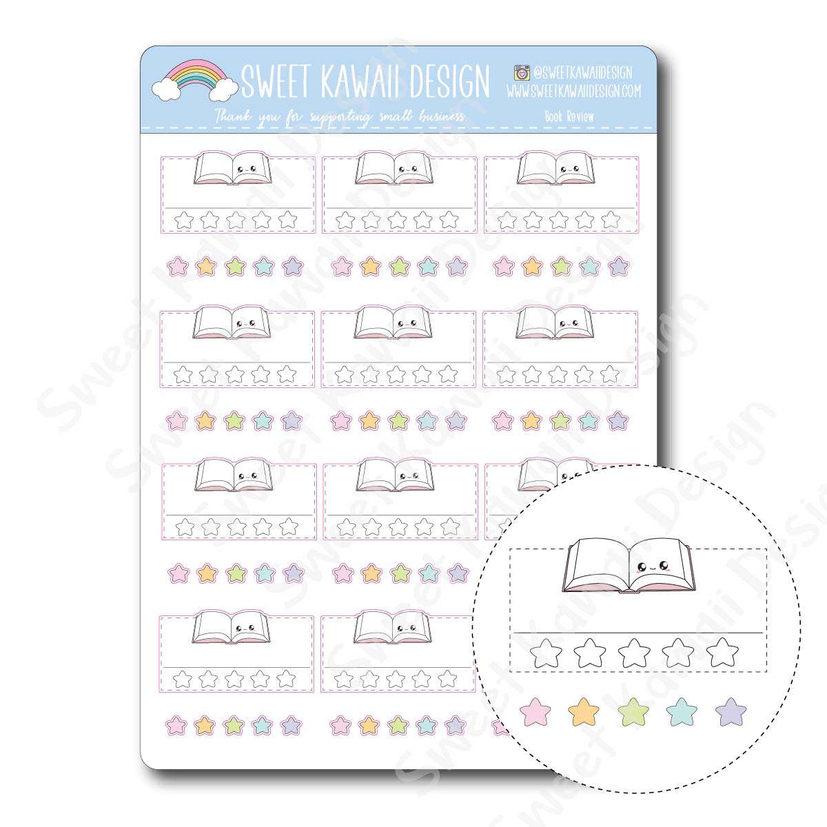 Kawaii Books Review Stickers