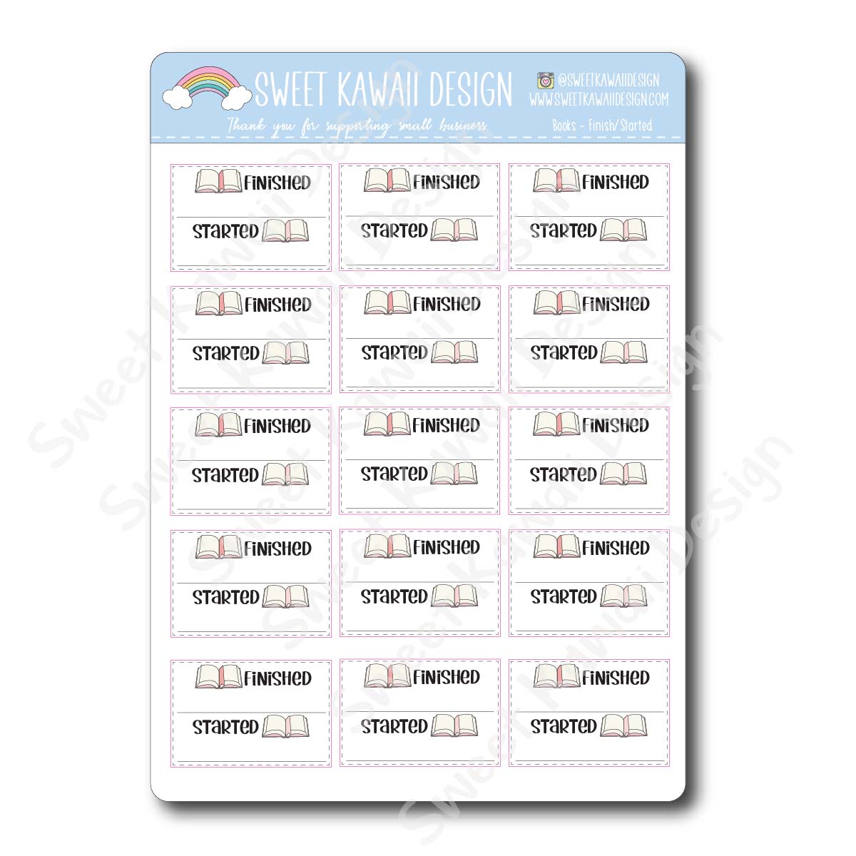 Kawaii Book Stickers - Finished / Started