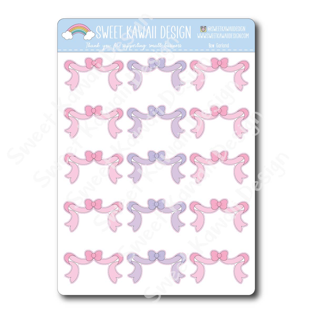 Kawaii Bow Garland Stickers