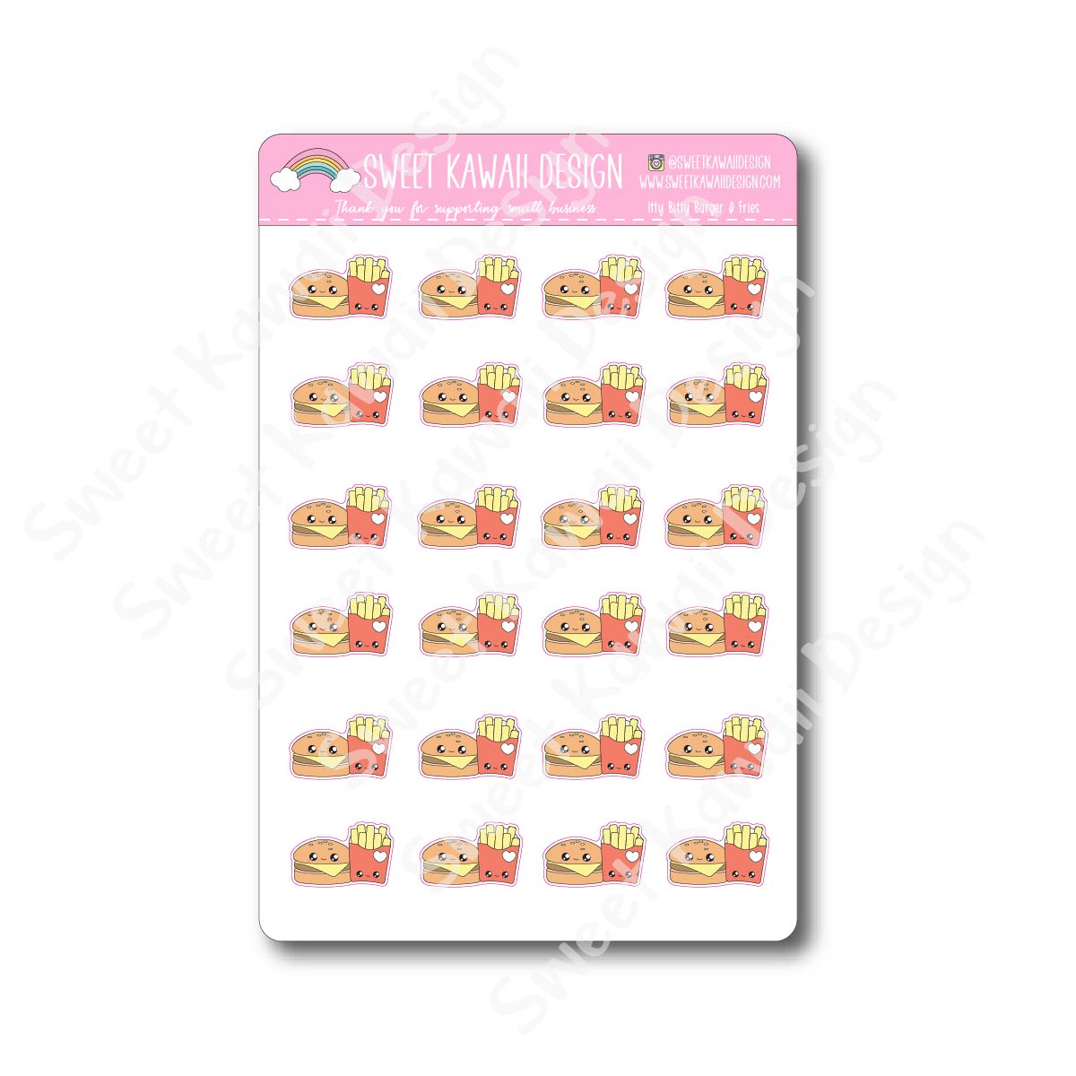 Kawaii Burger and Fries Stickers