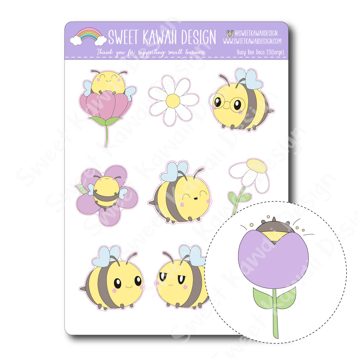 Kawaii Busy Bee Deco (Large) Stickers