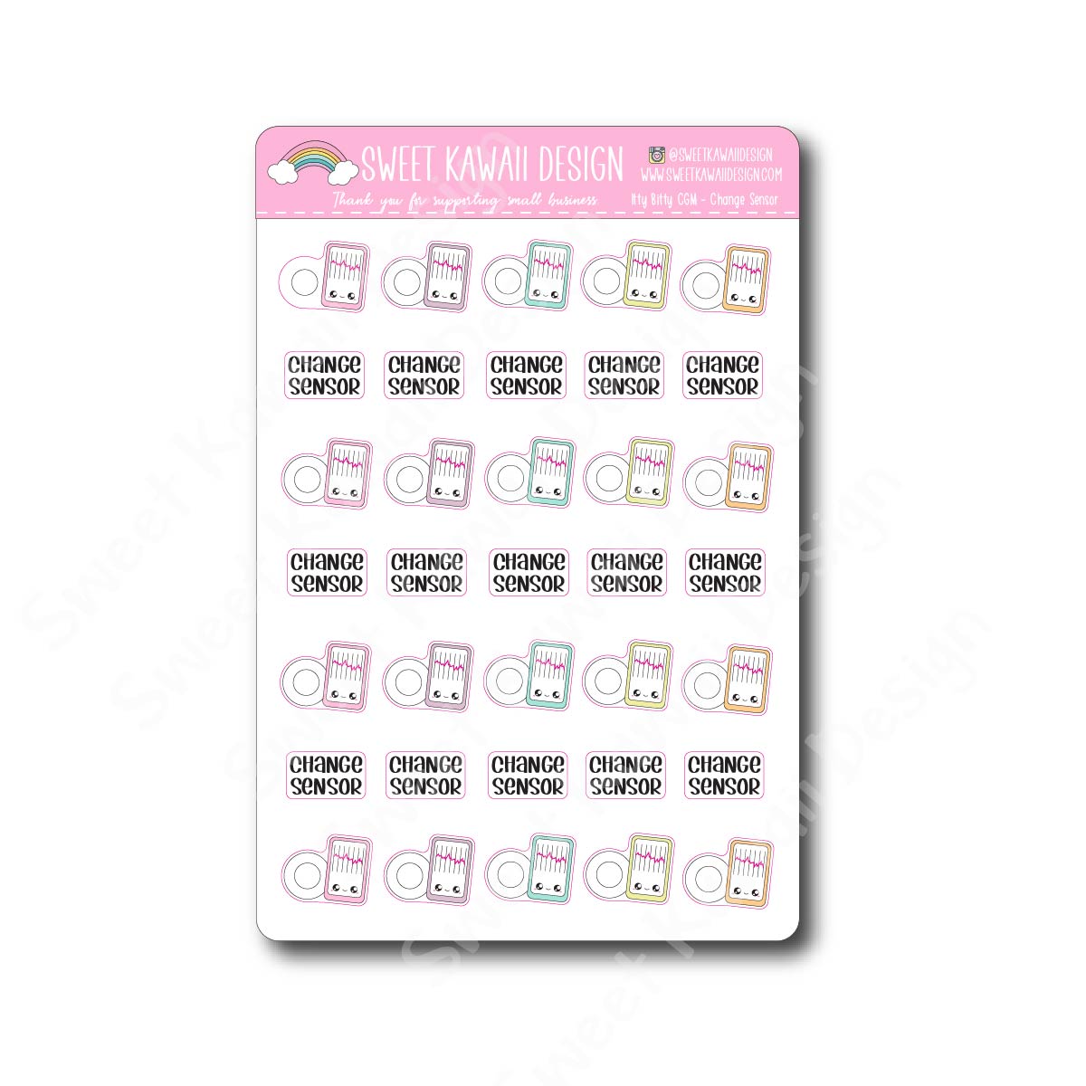 Kawaii CGM Stickers - Change Sensor