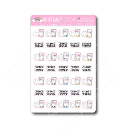 Kawaii CGM Stickers - Change Sensor