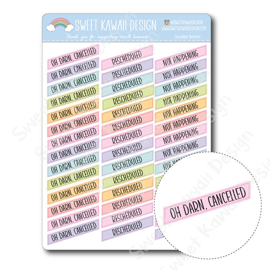 Kawaii Cancelled Banner Stickers