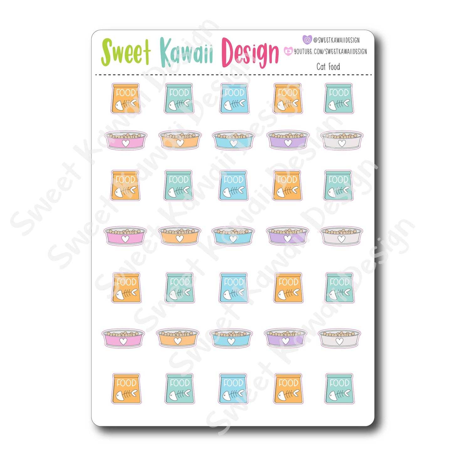 Kawaii Cat Food Stickers