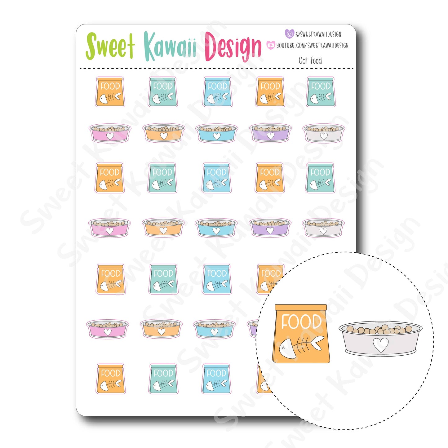 Kawaii Cat Food Stickers