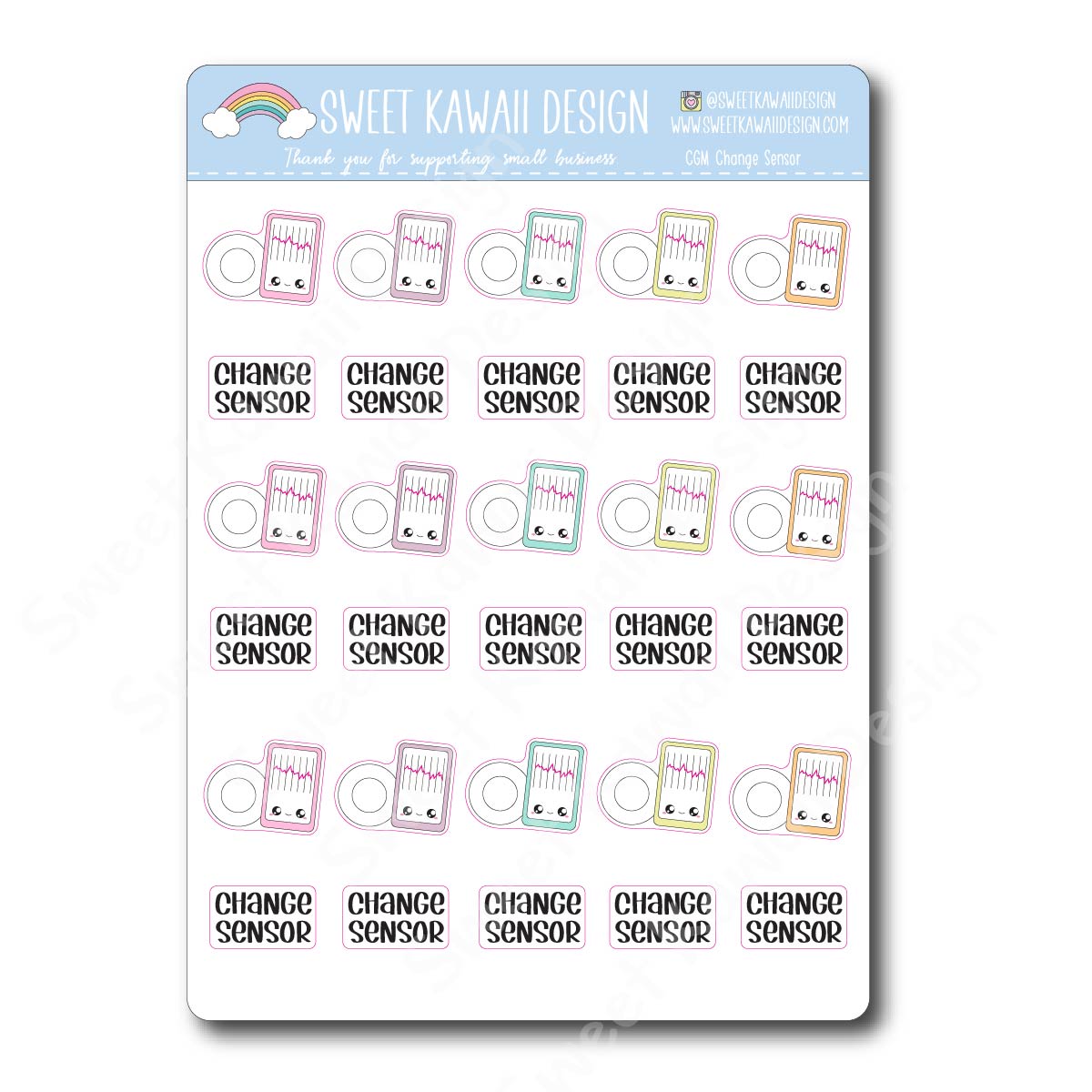 Kawaii CGM Stickers - Change Sensor