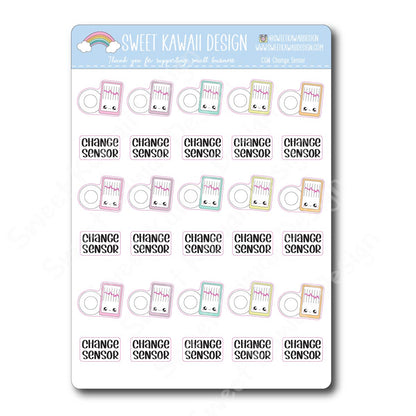 Kawaii CGM Stickers - Change Sensor