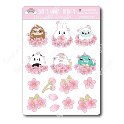 Kawaii Cherry Blossom Critters Stickers