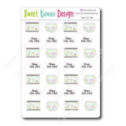 Kawaii Clean Fish Tank Stickers