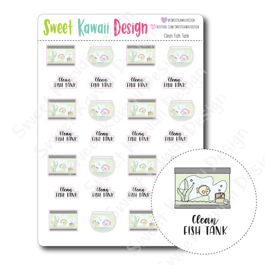 Kawaii Clean Fish Tank Stickers