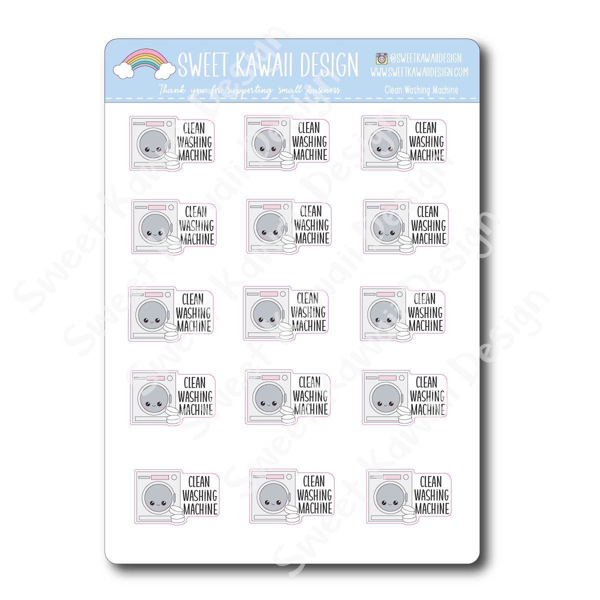 Kawaii Clean Washing Machine Stickers