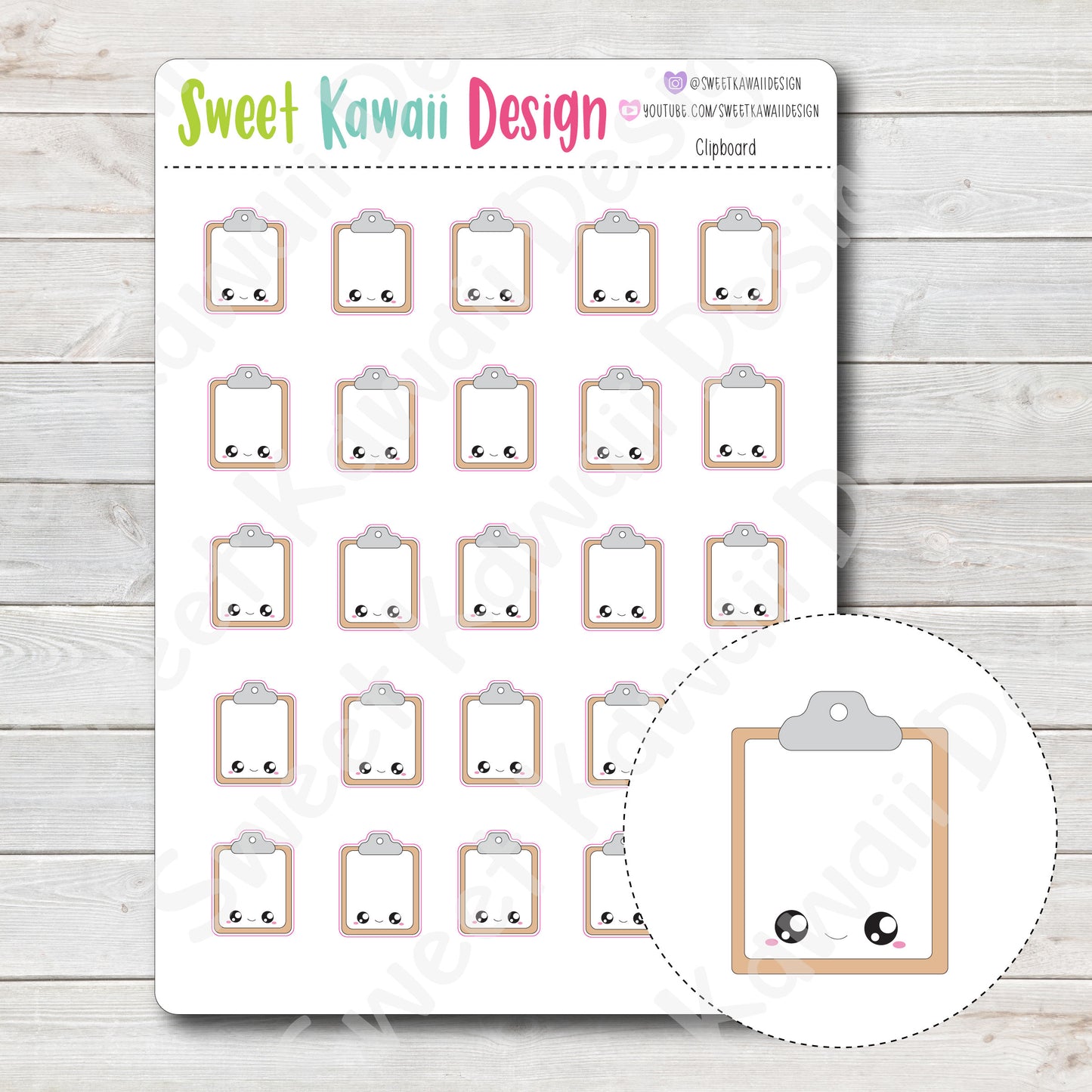 Kawaii Clipboard Stickers