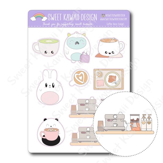 Kawaii Coffee Deco (Large) Stickers