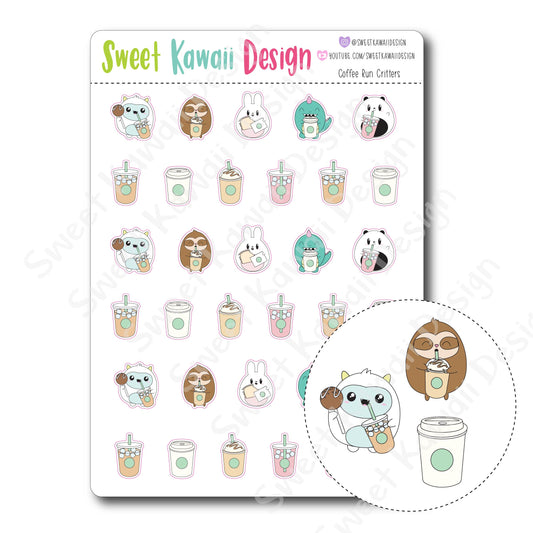 Kawaii Coffee Run Critter Stickers