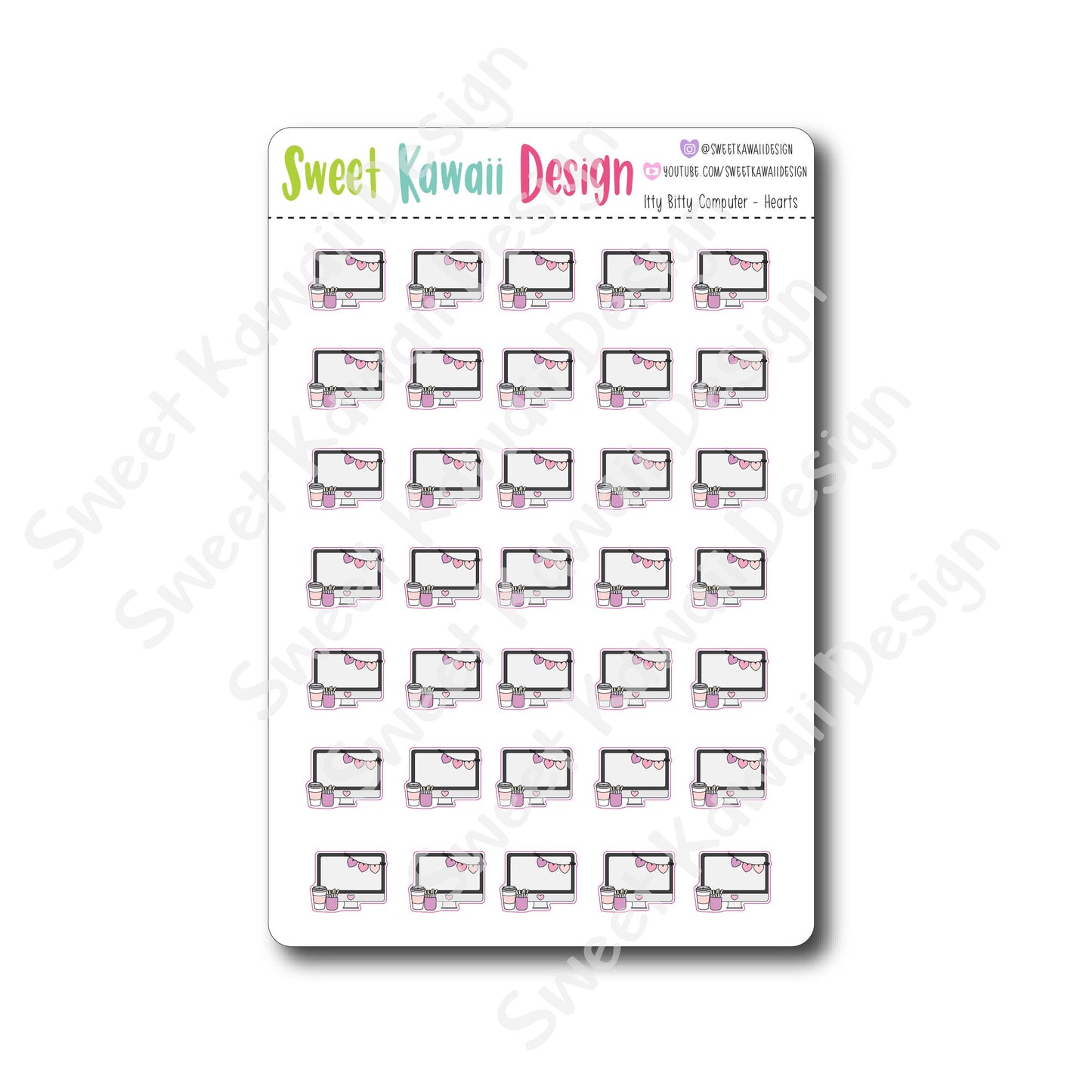 Kawaii Computer Stickers - Hearts