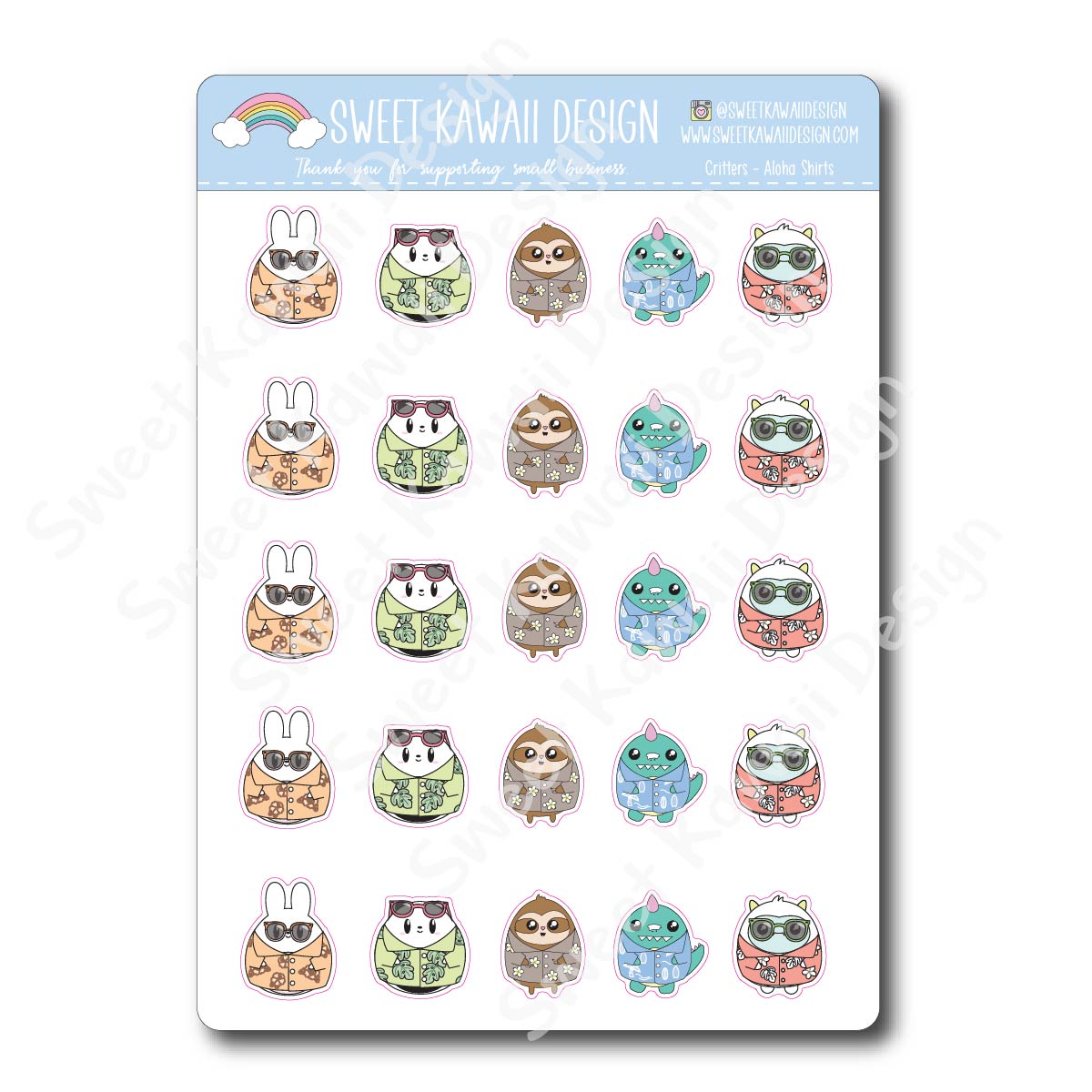 Kawaii Critter Stickers - Aloha Shirts