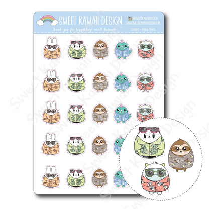 Kawaii Critter Stickers - Aloha Shirts