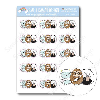 Kawaii Critter Stickers - Friends