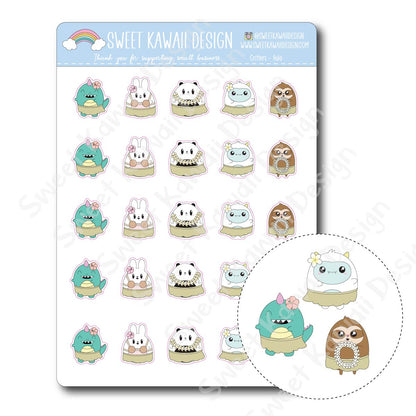 Kawaii Critter Stickers - Hula