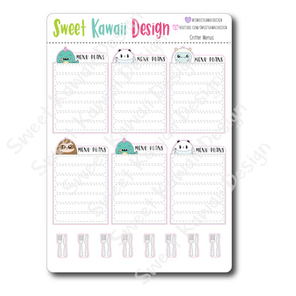 Kawaii Critter Menu Stickers