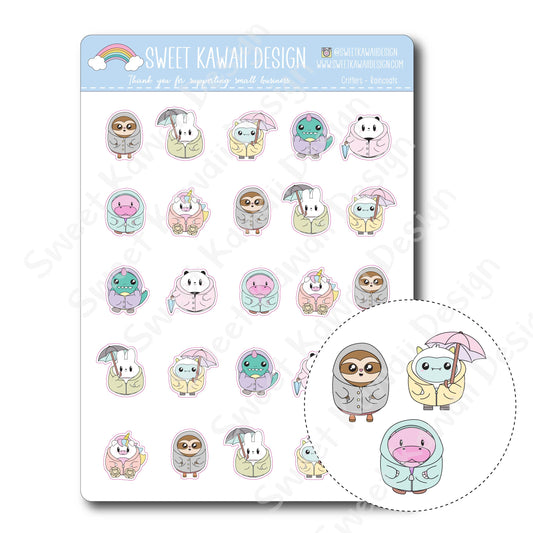 Kawaii Critter Stickers - Raincoat