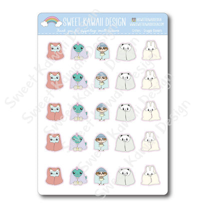 Kawaii Critter Stickers - Snuggle Blankets