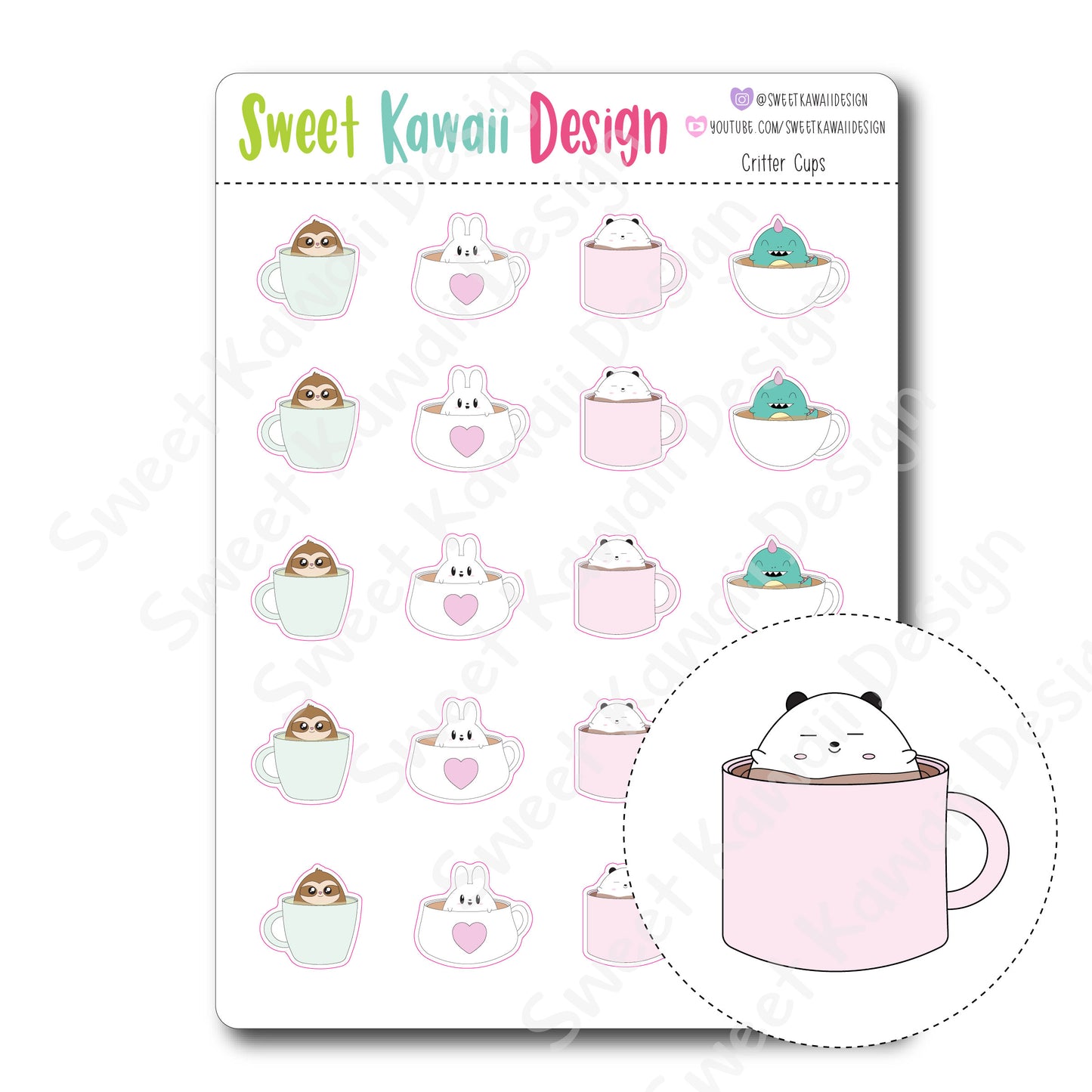 Kawaii Critter Cup Stickers